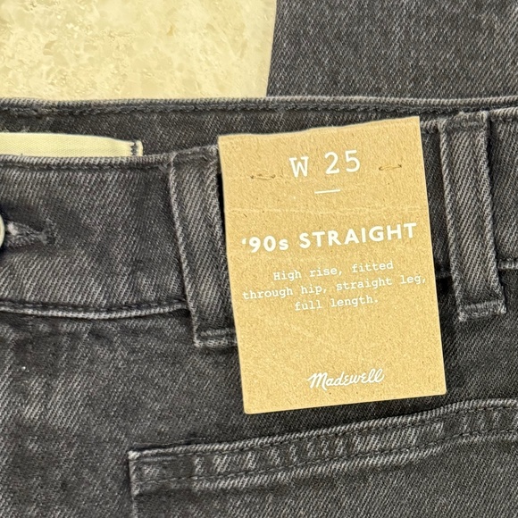 NWT Madewell 90s Straight Cargo Jean Black Utility Pockets High Rise (Size 25) - Picture 7 of 10